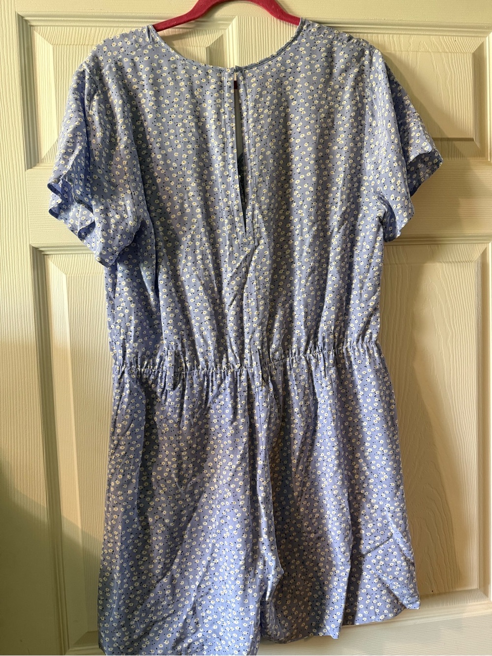 Rails Sophia Sky Blue Daisies Floral Romper Belted Pockets Medium - Picture 7 of 9